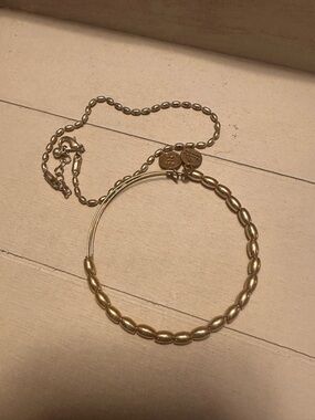 Alex & Ani Silver Tone Beaded Chain Bracelet with 2nd unbranded bracelet.